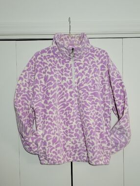 O'Neill Lavender and White Animal Print Fleece Half-Zip
